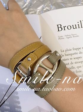 小众韩国进口纯银猪鼻子真皮手环