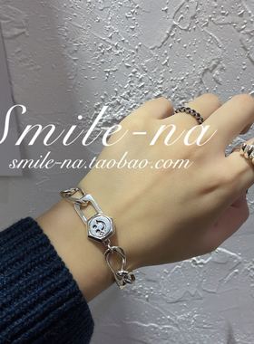 韩国东大门纯银重工菱形几何手链