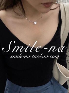 韩国进口纯银镶嵌锆石方钻锁骨链