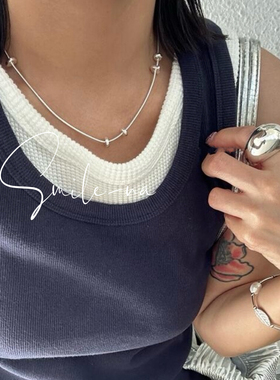 韩国进口小众设计S925纯银圆珠蛇骨链条时尚百搭项链锁骨链