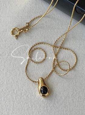 韩国法式设计师黑玛瑙毛衣链