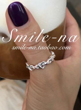 韩国进口925纯银桃心开口戒指