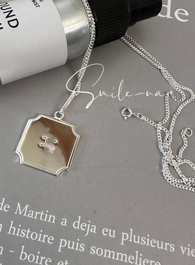 韩国进口925纯银凯旋方牌时尚吊坠坦克链条百搭毛衣链项链男女款