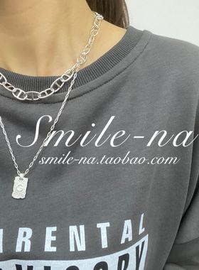 韩国设计师款字母拉丝吊坠项链