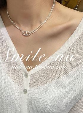 韩国进口925猪鼻子锁骨链女