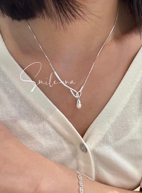 韩国锁骨链不规则925纯银项链