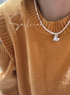 天然淡水珍珠项链爱心锁骨链韩国