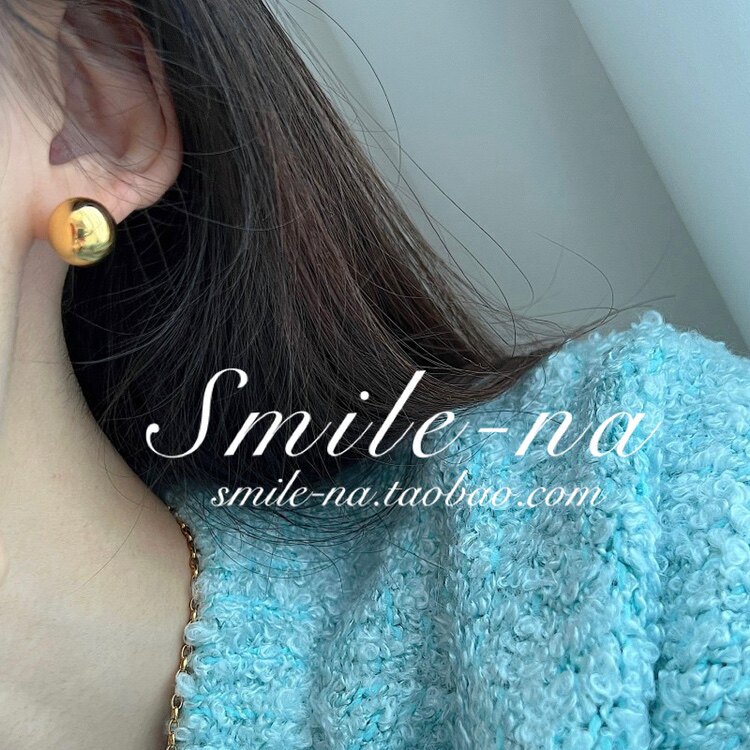 韩国进口925纯银简约百搭时尚圆球 球球经典大球耳钉耳饰女