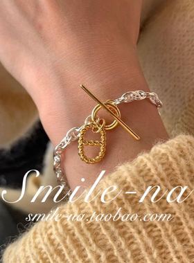 韩国进口设计师款猪鼻子麻花手链