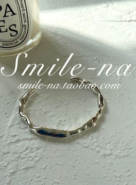 韩国进口小众风纯银凹凸纹理手镯