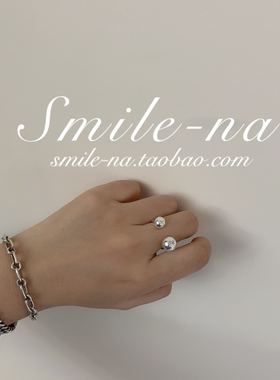 设计师款圆球重工实心开口戒指