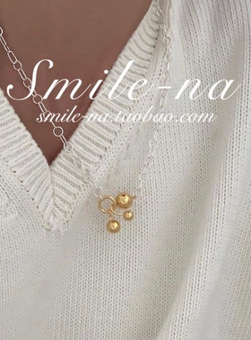 韩国小众款925纯银别针项链