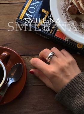 韩国复古磨砂哑光多层戒指