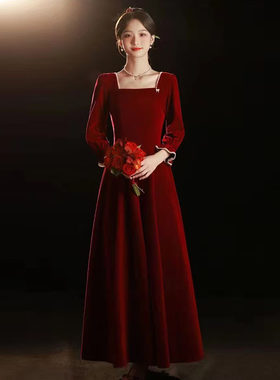 长袖大码敬酒服结婚订婚礼服裙