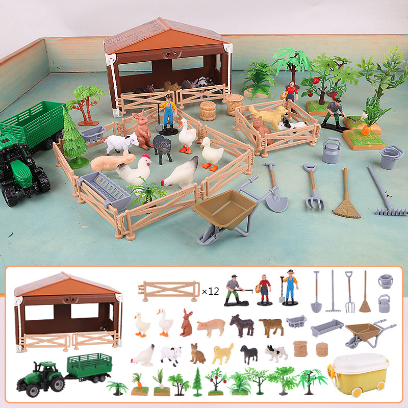 幼儿园沙盘玩具农场diy手工小屋微缩场景材料儿童仿真动物模型DIY