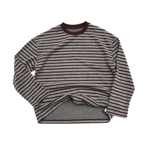 青年日常休闲基础磨毛条纹圆领长袖 SOUTHPAW 新品 店秋季 T恤 1男装
