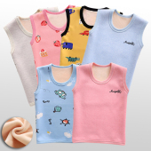 儿童保暖背心加绒 男女宝宝卡通加厚马甲纯棉套头小坎肩秋冬马夹