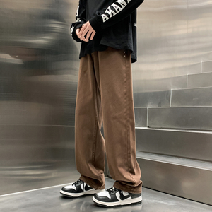 秋冬ins潮宽松百搭阔腿直筒牛仔裤 棉BAA6098  M-3XL P60控79图片