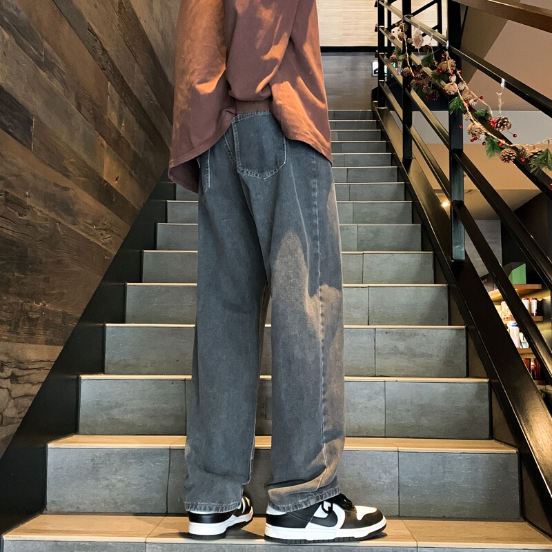秋冬ins潮宽松百搭阔腿直筒牛仔裤80%棉BAA6025P45控59,男装牛仔裤,星座1104-1