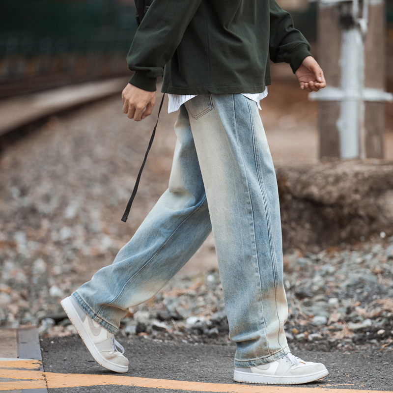 秋冬ins潮宽松百搭阔腿直筒牛仔裤棉A418-BAA6033-P60控79，男装牛仔裤，星座1104-1
