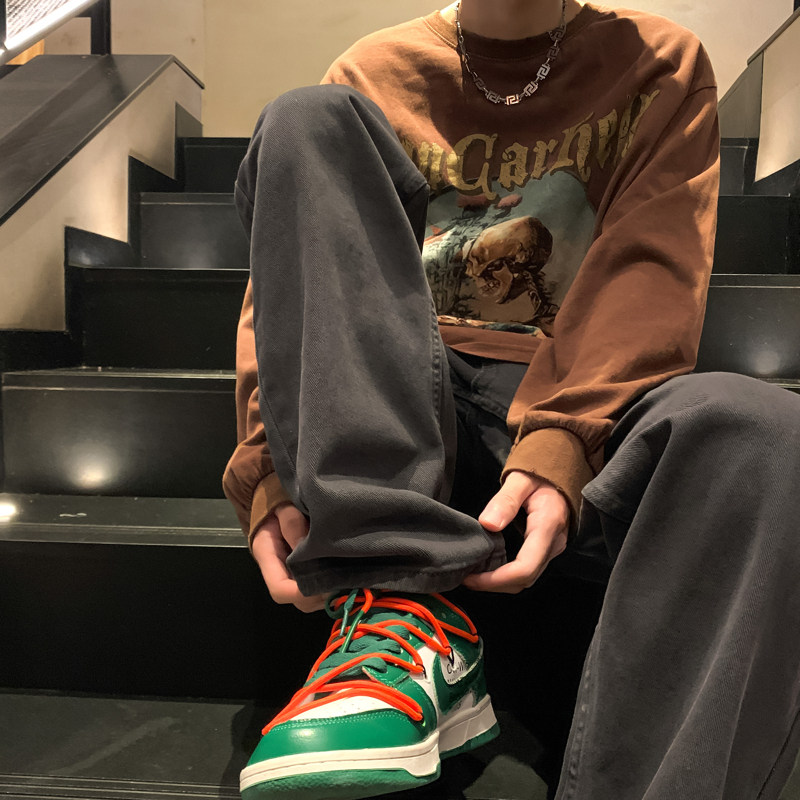 秋冬ins潮宽松百搭阔腿直筒牛仔裤棉BAA6098M-2XLP60控79,男装牛仔裤,星座1104-1