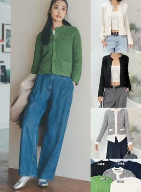 01.24新品小优爆款~小香风圆领排扣短款针织长袖温柔气质外套