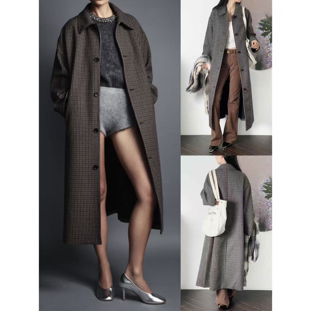 复古条纹通勤宽松西装版风衣