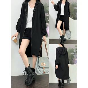 OOhome新品 风衣 西班牙Z日系极简通勤宽松连帽拉链防紫外线中长款