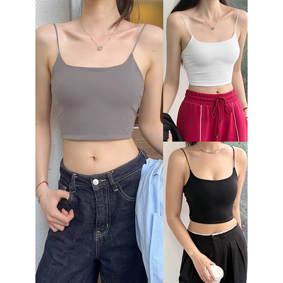 辣妹风短款露脐弹力吊带