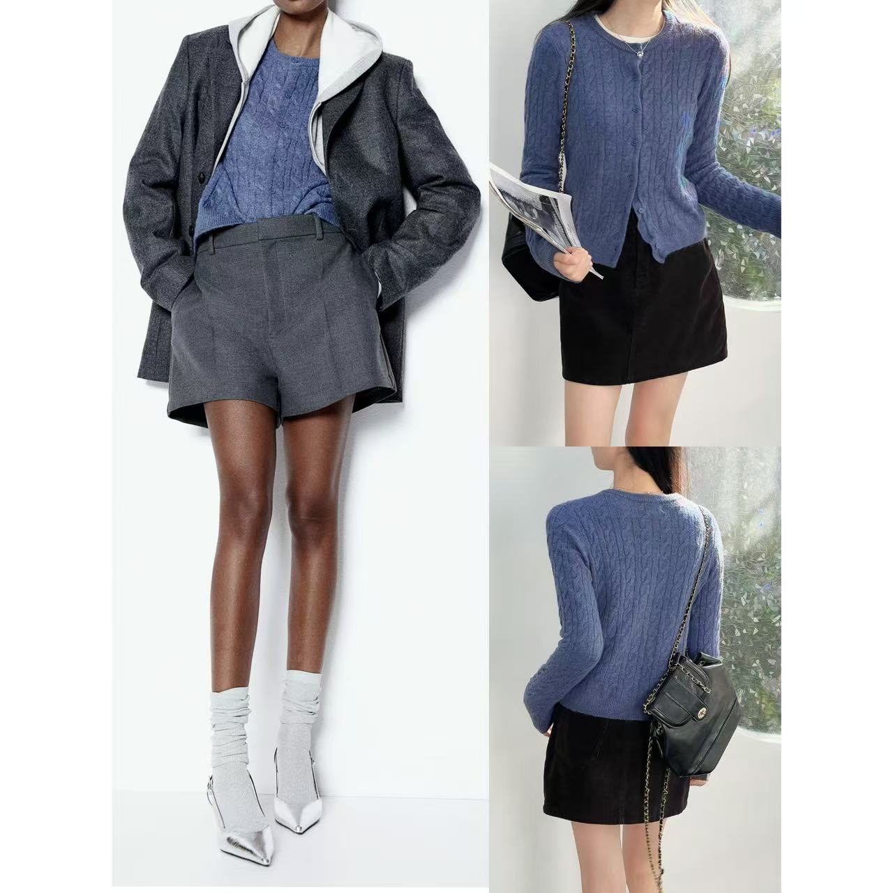 复古百搭麻花圆领针织开衫上衣