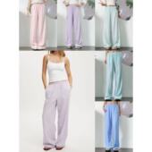 OOhome新品 亚麻混纺通勤百搭纯色盐系休闲宽松阔腿裤 澳洲cott