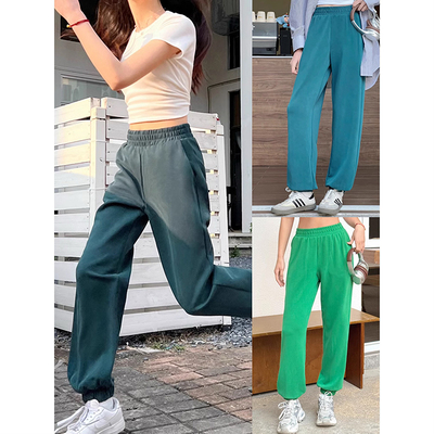 休闲运动松紧直筒束脚卫裤