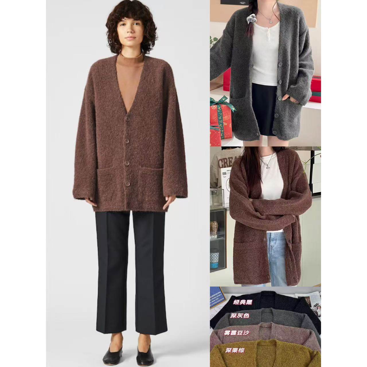 01.17新品 小优家 羊毛羊驼毛混纺~百搭V领排扣宽松秋冬外套,女装/女士精品,短外套,淘宝优惠券,粉丝福利购,淘宝优惠卷