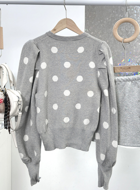 12.24新品 Sfera 甜美MIU系风减龄圆领套头波点休闲百搭针织上衣