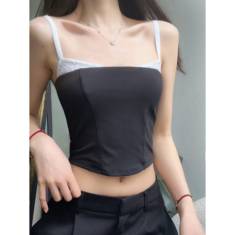 纯欲蕾丝拼接吊带欧美性感