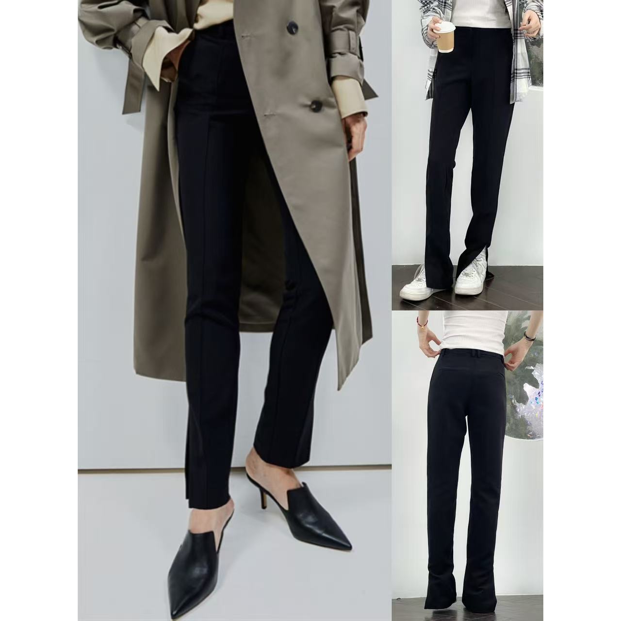 质感高腰显瘦百搭侧边开叉西装裤