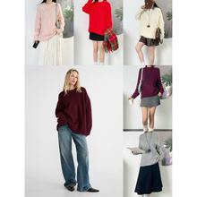 11.05新品 西班牙音符 慵懒风宽松圆领简约百搭针织上衣~羊毛混纺