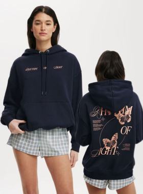 01.24新品 澳洲cotton秋冬加绒日常休闲连帽宽松男女同款百搭卫衣