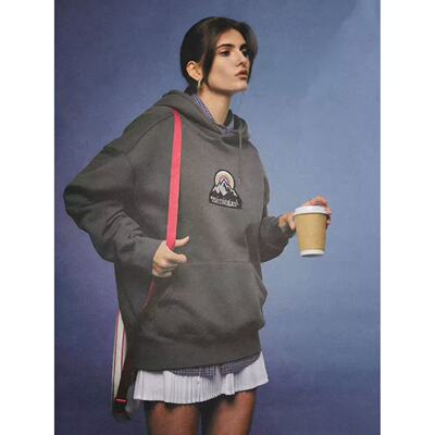 连帽宽松套头薄绒男女同款卫衣