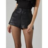 秋冬欧美辣妹风高级哑光PU皮质百搭A字短裤 02.07新品 瑞典单