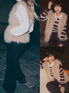 01.24新品 瑞典单 秋冬欧美氛围感复古高级毛绒绒宽松马甲皮草