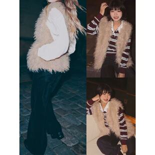 OOhome新品 秋冬欧美氛围感复古高级毛绒绒宽松马甲皮草 瑞典单