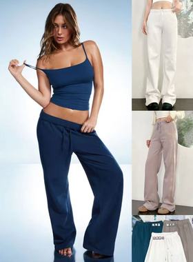 12.20新品 加拿大gar*ge 秋冬日常休闲运动风高腰抓绒直筒阔腿裤