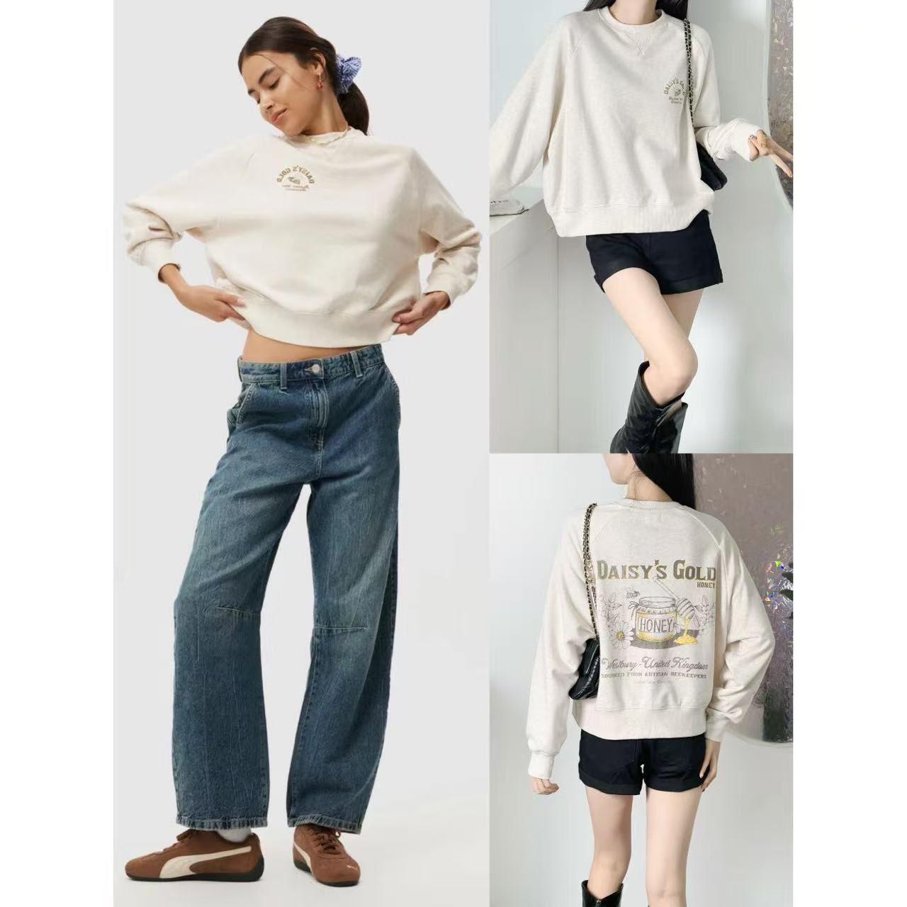 学院风减龄休闲圆领宽松百搭卫衣