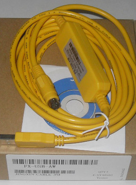 二代黄色线FX-USB-AW适用三菱FX3U/FX1S/FX1N/FX2N系列PLC编程线