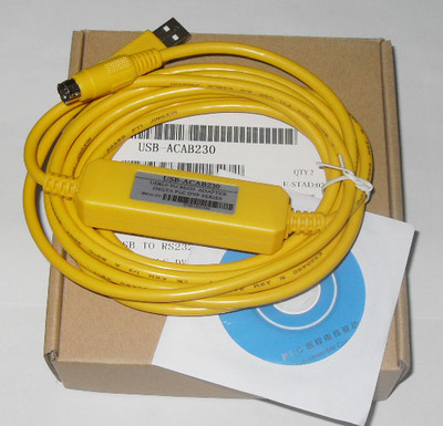 适用国产三菱板式FX1S-20MR/FX1S-20MT-4AD2DA编程线 USBACAB230