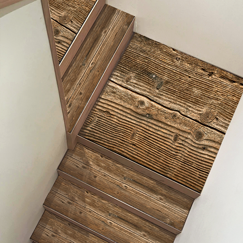 美式乡村原木风仿木纹垫子防滑免胶自粘楼梯踏步垫可擦洗皮革脚垫