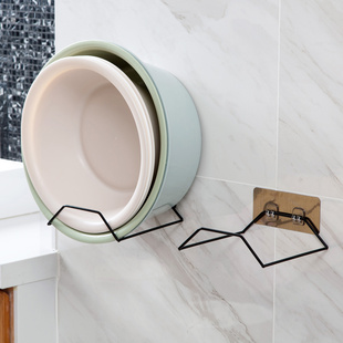 免打孔铁艺脸盆架卫生间壁挂脸盆挂架浴室强力挂钩厨房粘钩收纳架