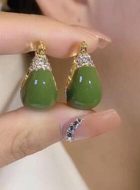 官方正品奥特莱斯折扣店绿色复古提篮耳环9999纯银防过敏女配饰25