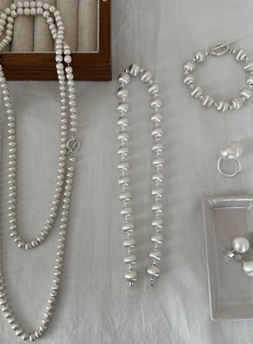 hom拉丝圆球s990纯银项链毛衣链